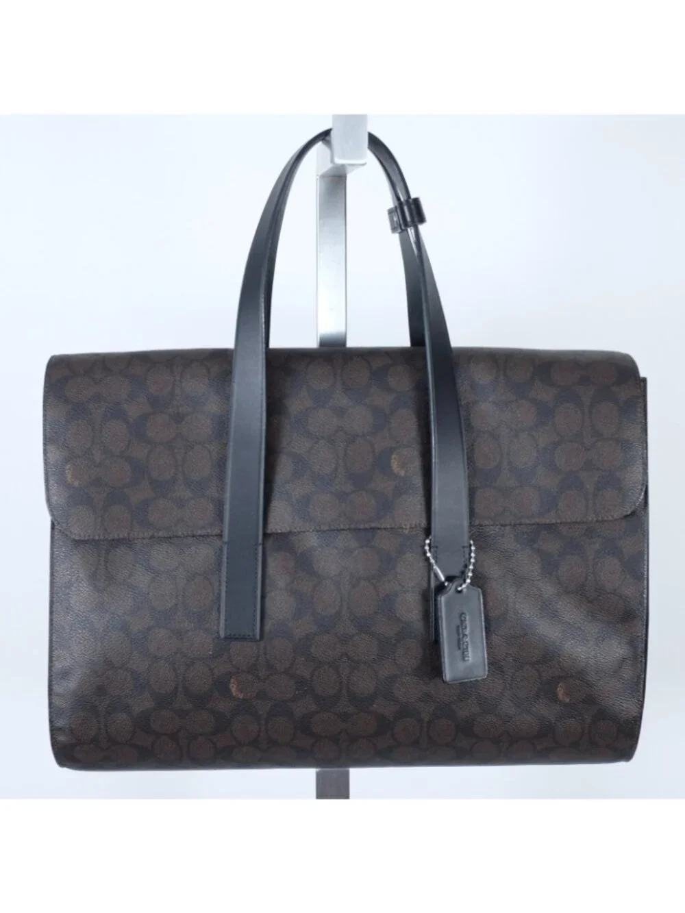 New Mens Coach Flatiron Portfolio Bag Briefcase Signature Canvas Monogram Brown